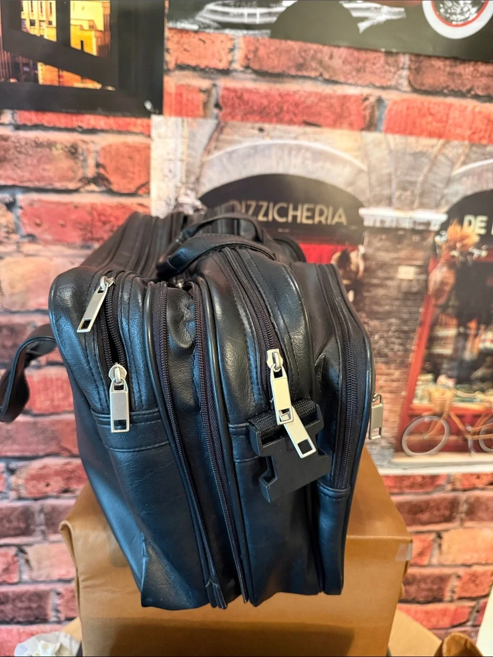 Black Leather Laptop Business travel Briefcase